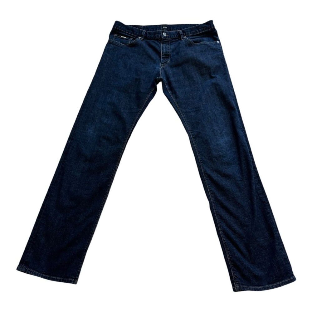 Hugo Boss Dark Wash Straight Leg Jeans With Stretch - Size 36/34